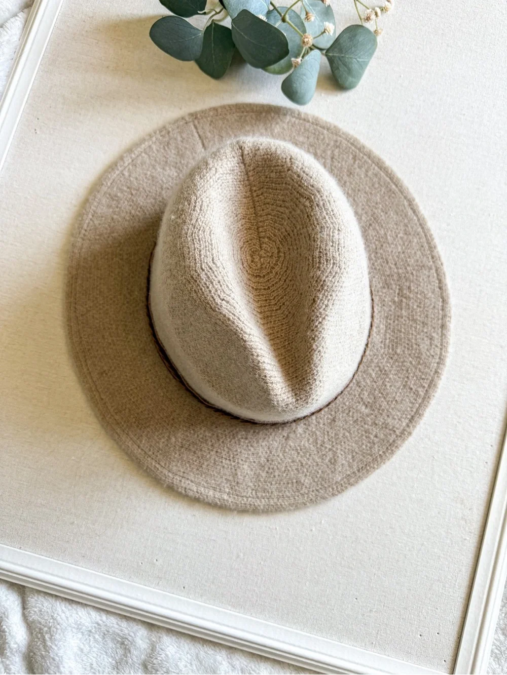 Beige Wide Brim Rancher Hat Boho Western Fedora